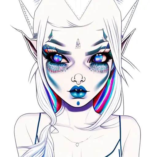 Goth Girl Elf Ears Blue Hair