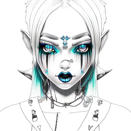 Goth Girl Elf Ears Blue Hair
