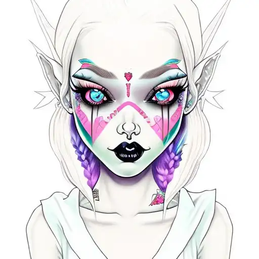 Goth Girl Elf Ears Blue Hair