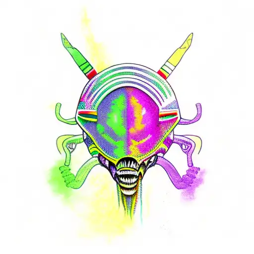 Alien Sketch Rasta Head Peace Sign