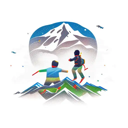 Dad With Son And Mountain Hiiking