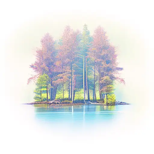 Calm River Flows Through Forest