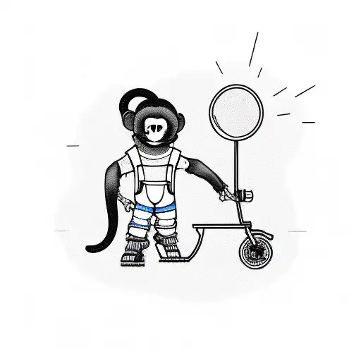 Monkey With Dungarees And Rollerblades