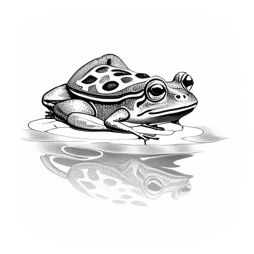 Frog On A Lilly Pad Catching A Fly