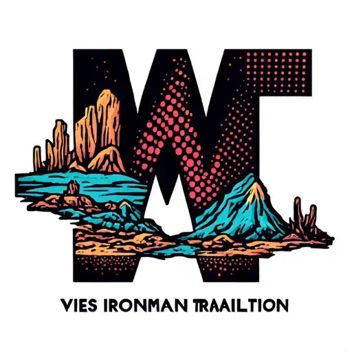 Ironman Triathlon Logo M Dot Arizona Desert Landscape Filled