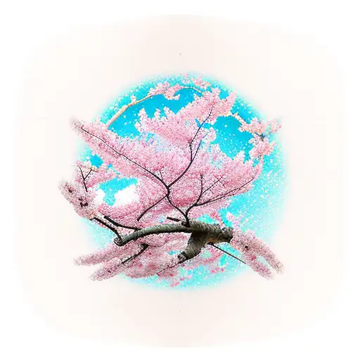 Japanese Word For 'Luck' With Cherry Blossoms