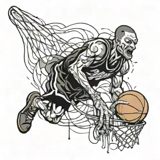 Undead Black Basketball Player Dunks