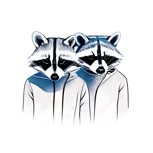 A Raccoon Couple In Love Wearing Traditional Bandit Masks