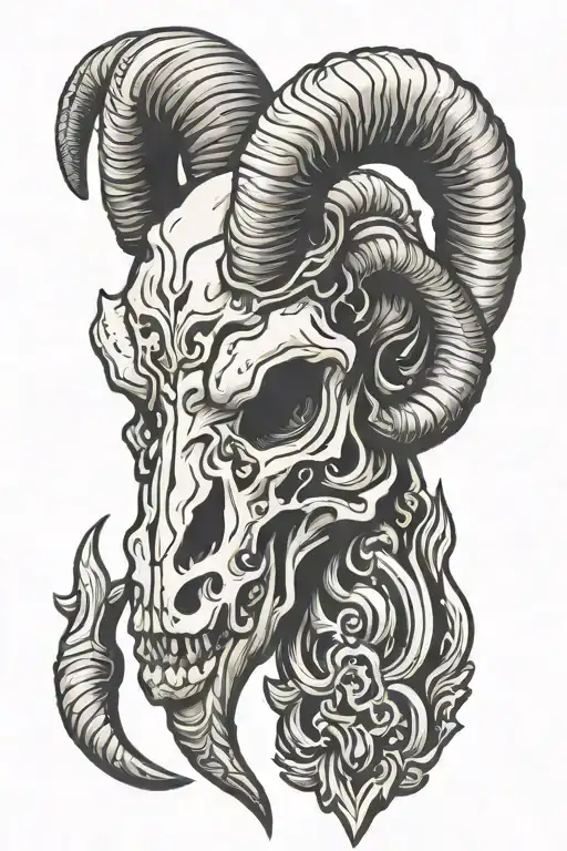 4 Horned Ram Skull