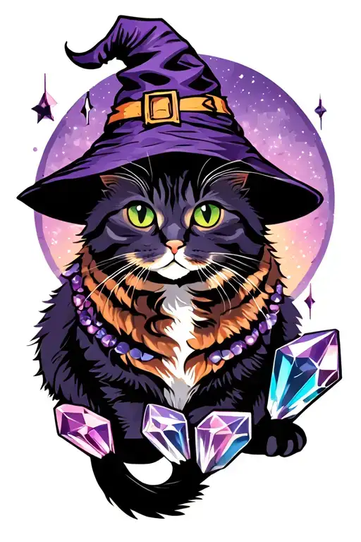 Witches Cat With Crystals Forming