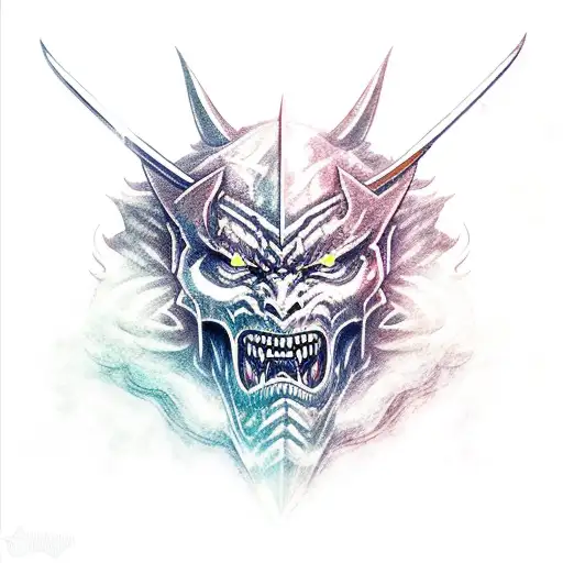 A Fierce Demon Warrior Wielding A Sword In A Fantasy Rpg Setting