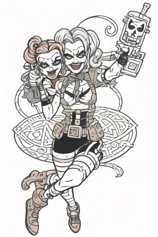 Harley Quin Holding A Joker Crd