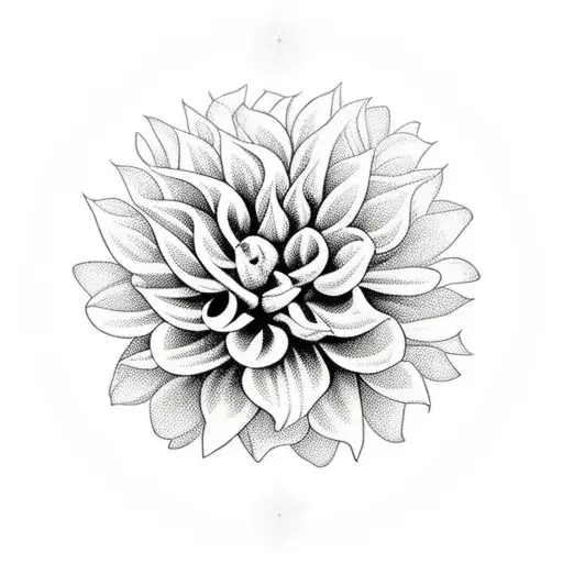 Dahlia Flower With Moon And Crystals