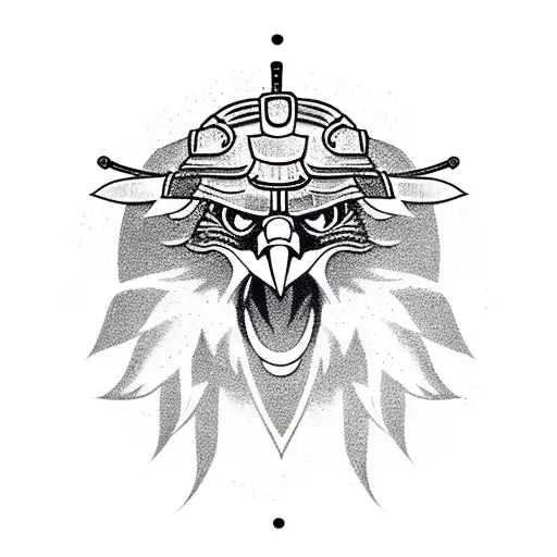 Eagle Head With Samurai Helmet