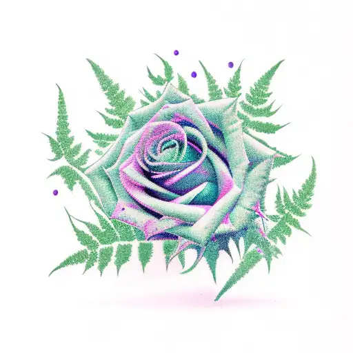 Rose With A Fern And A Thistle