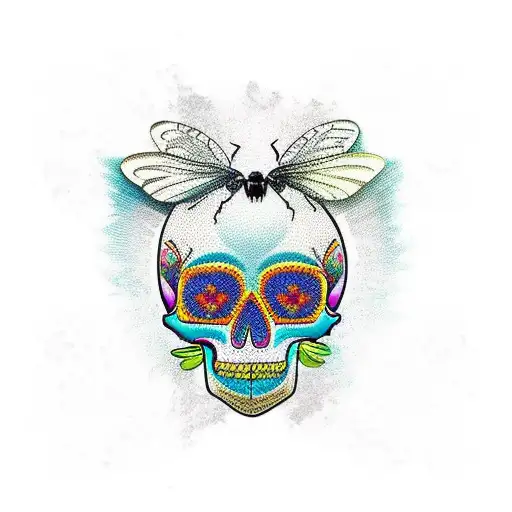 Mexican Skull Hourglass Insects Map