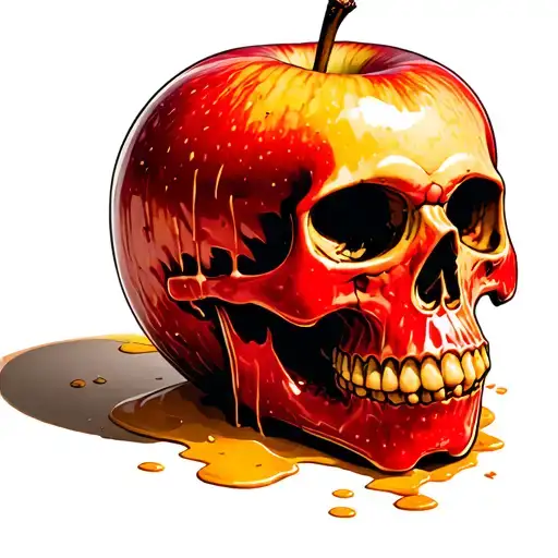 An Apple Covered In Wax With The Wax Forming A Skull