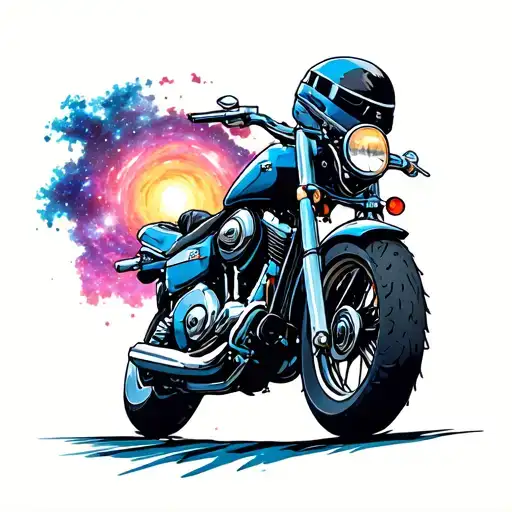 Color Motorcycle And Galaxy