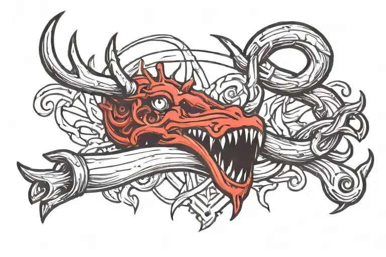 Antler And Fishing Hook Crossed