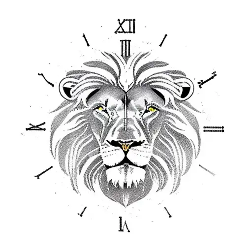 Lion With Roman Clock