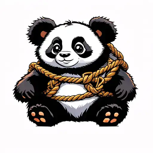 Toy Panda Wearing Rope Harness