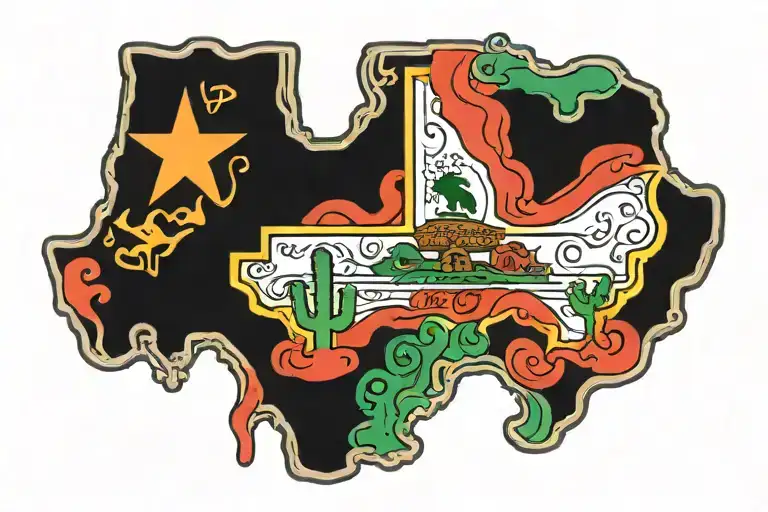 Texas Outline Filled With Mexican Flag Incorporated