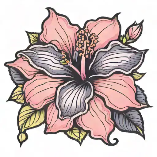 Single Pink And Black Hibiscus Flower
