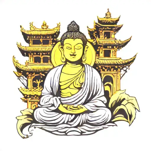 Buddha And Monastry