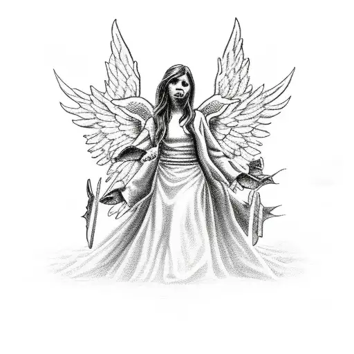 A Powerful Angel Protecting A Preacher From A Horde Of Demons