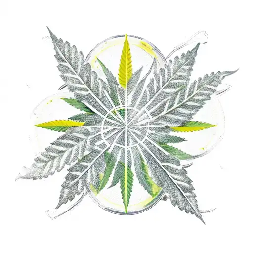 A Roulette Wheel Made Up Of Marijuana Leaves And Playing Cards