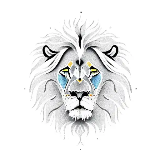 A Lion Face In A Floating Feather Silhouette