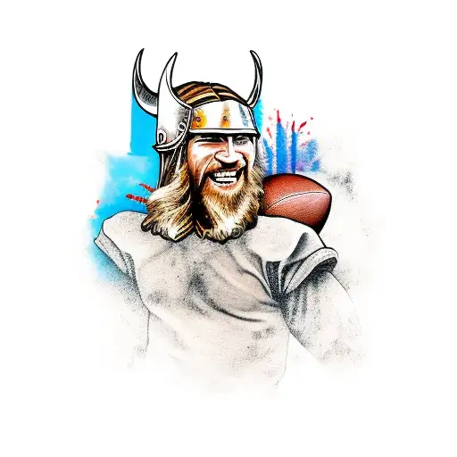 Viking Holding A Bloody Football