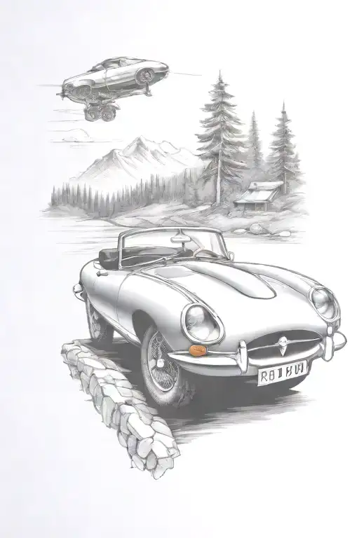 E Type Car Mountian Road Background