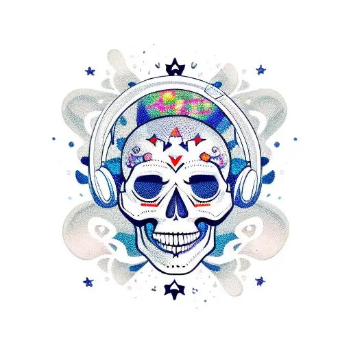 A Music-inspired Skull With Stars As Notes