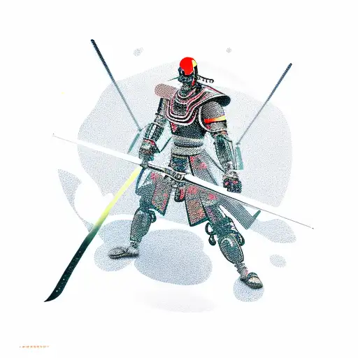A Futuristic Cyborg Samurai Wielding A Scythe In A Virtual Reality Game