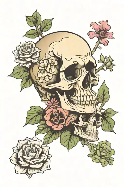 Skull And Mushrooms And Plants And Succulents Neo