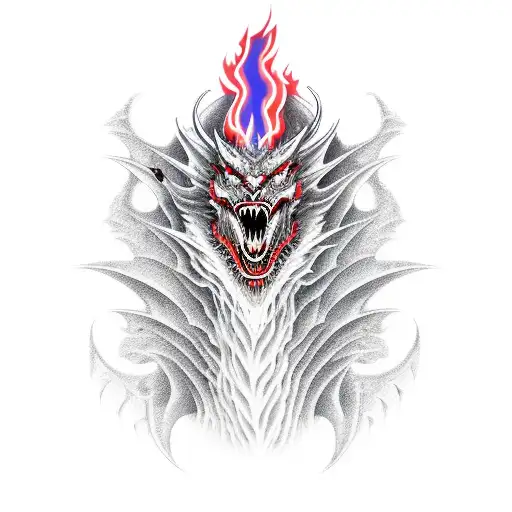Satanic Dragon Engulfed In Flames Tattoo