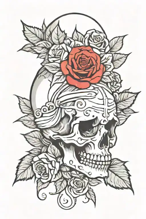 Girl Skull And Roses