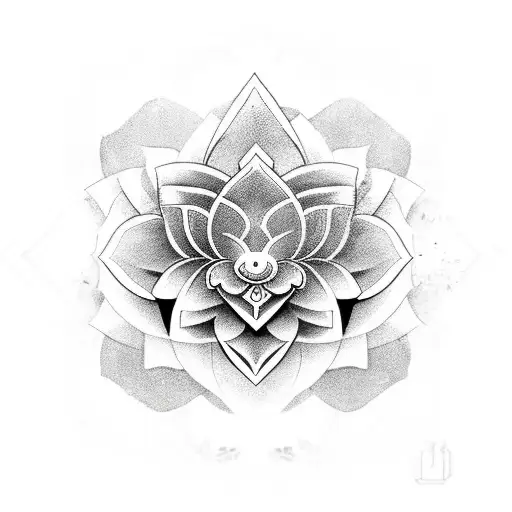 Black Heavy Neo Tradicional Combining Alchemical Symbols With Lotus Flower