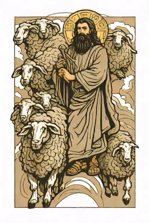 Orthodox Jesus Carrying Sheep Over Shoulders
