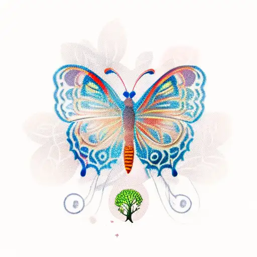 Tree Of Life With A Butterfly