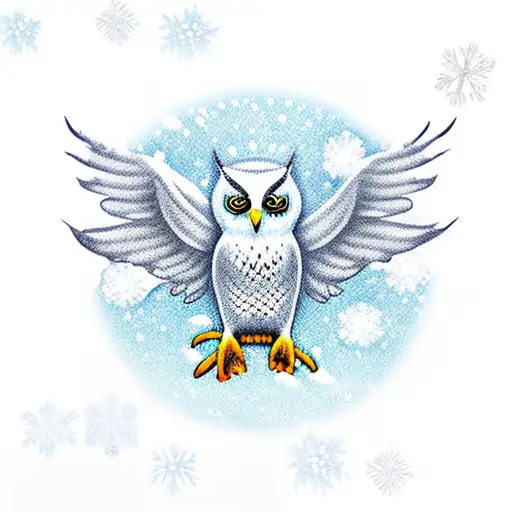 Snow Owl Cute With Wings