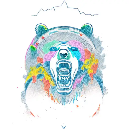 Growling Grizzly Bear Wearing Valhalla Helmet