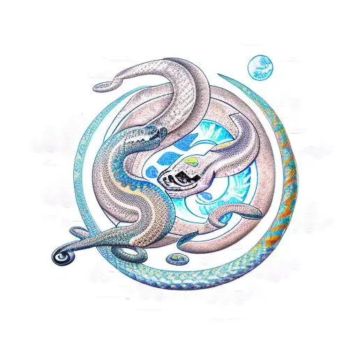 Sun And Moon With Snakes