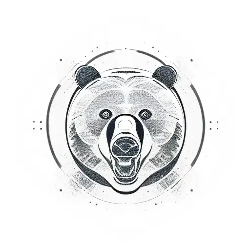 Very Neutral Bear Face Tattoo With Simplistic Design