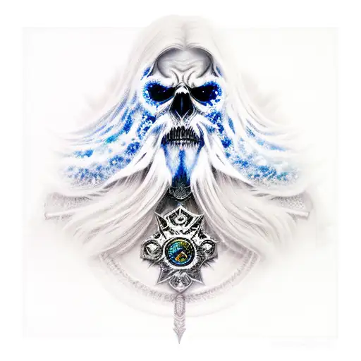 A Realistic Portrait Of The Lich King Surrounded By Hauntingly Beautiful Dark Angels