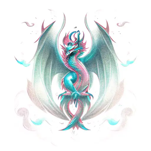 Anime-inspired Design Featuring A Mythical Creature Like A Dragon Or Phoenix