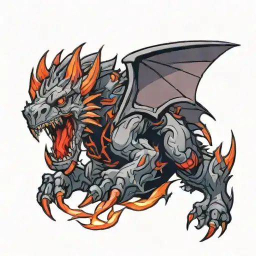 Deathwing From Warcraft With Dark Clouds And Red Lightning Surrounding It