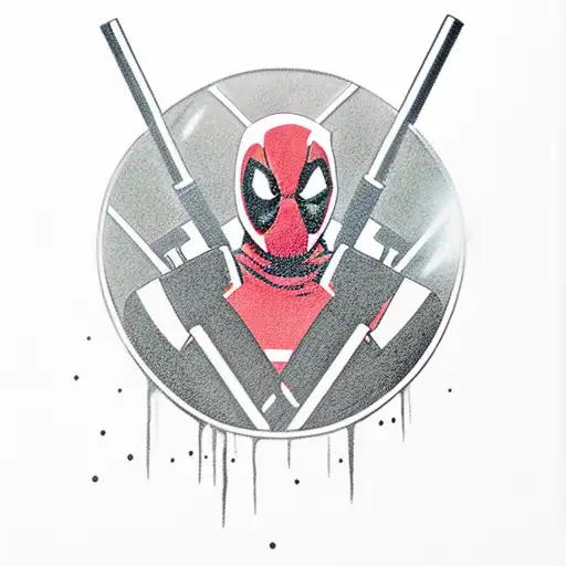 Deadpool With Gun And Cach