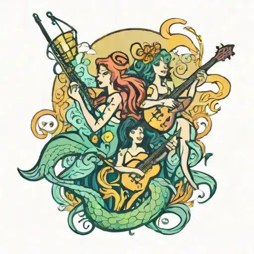 An Underwater Music Festival Featuring Mermaids Playing Instruments And Fishing Rods As Stage Props